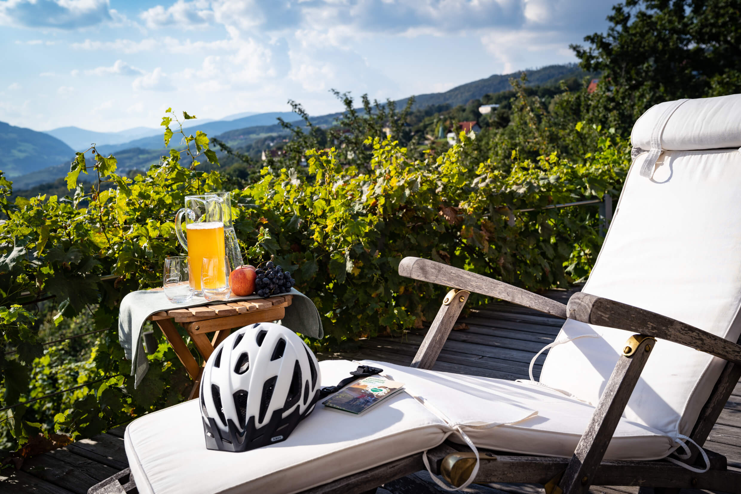 Stillleben - Pause vom Radfahren mit Ausblick über die Oststeiermark