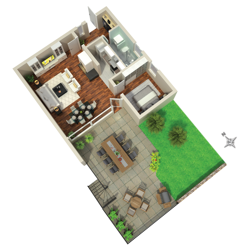 3D Grundriss möbliert 3D Grundriss möbliert